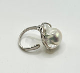 LARGE BAROQUE WHITE PEARL RING