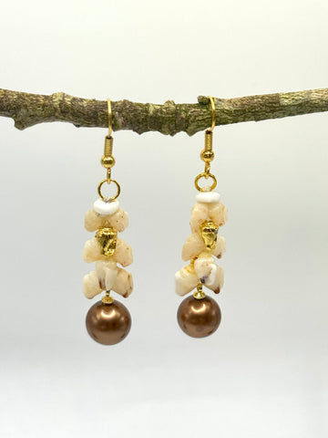 NIIHAU + CHOCOLATE PEARL DANGLE EARRINGS