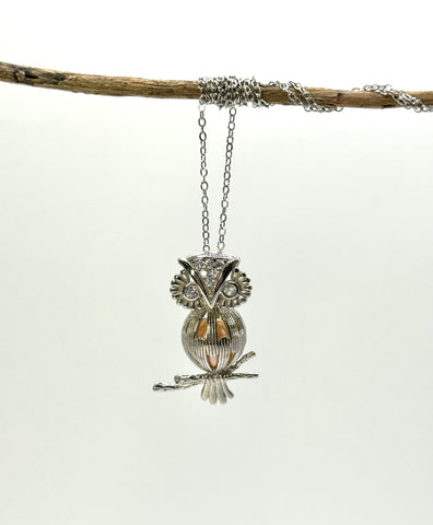 PUEO OWL PINK PEARL PENDANT (23”)