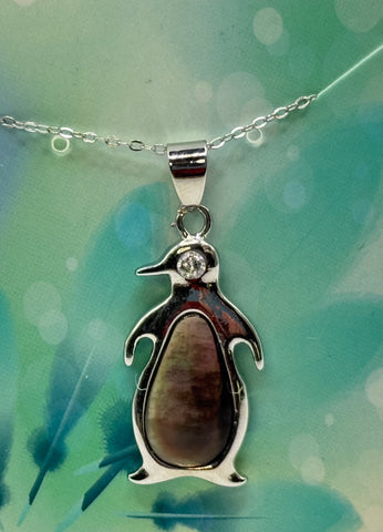 LAST ONE! TIGER’S EYE STERLING PENGUIN PENDANT