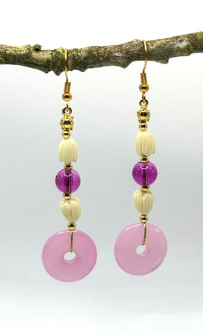 PĪKAKE + PINK DANGLE EARRING