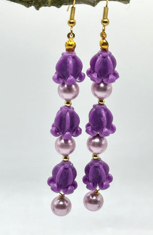 PURPLE PEARL + CROWNFLOWER DANGLES