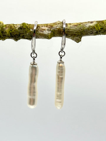 WHITE BIWA PEARL DANGLES