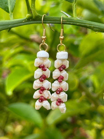 NIIHAU SHELL RED HELECONIA EARRING