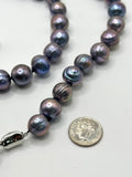 32 INCH BLUE SILVER PEARL NECKLACE + EARRING SET
