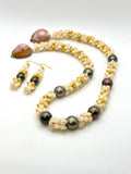 NIIHAU SHELL + TAHITIAN PEARL NECKLACE + EARRING SET (23”)