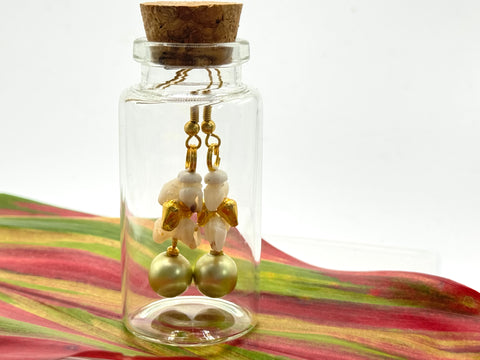 SALE! NIIHAU SHELL EARRINGS GREEN PEARL IN THE BOTTLE