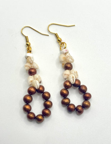 NIIHAU SHELL CHOCOLATE PEARL DANGLE EARRING