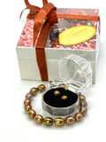 8” CHOCOLATE PEARL BRACELET + BONUS EARRING GIFT SET