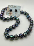 18” LARGE BLUE SILVER PEARL NECKLACE (9-11mm)