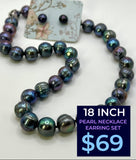 18” LARGE BLUE SILVER PEARL NECKLACE (9-11mm)