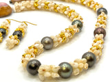 NIIHAU SHELL + TAHITIAN PEARL NECKLACE + EARRING SET (23”)
