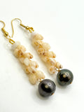 NIIHAU MOMI PĪKAKE + TAHITIAN PEARL EARRINGS